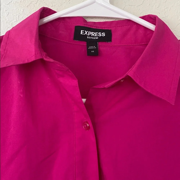 Preppy Express Magenta Button-Up Blouse, Office Wear - Picture 4 of 4